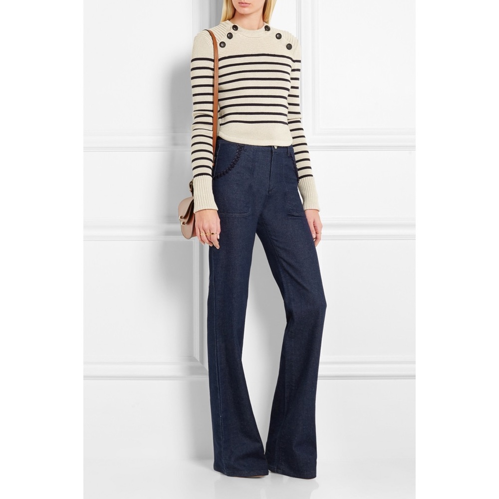 See by Chloe Wide Leg Embroidered Jeans Size 25